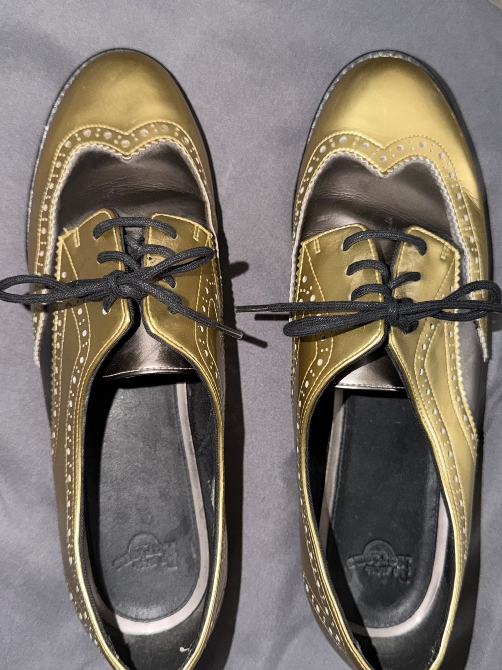 Dr. Martens Two-Tone Olive Gold,Black& Dark Grey Wingtip Oxfords